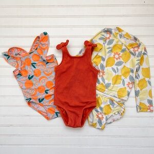 Bundle of 3 Girls Colorful Fruit Theme Swimsuits